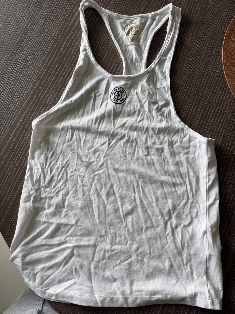 Women's White Racerback Tank Top with Small Front Emblem